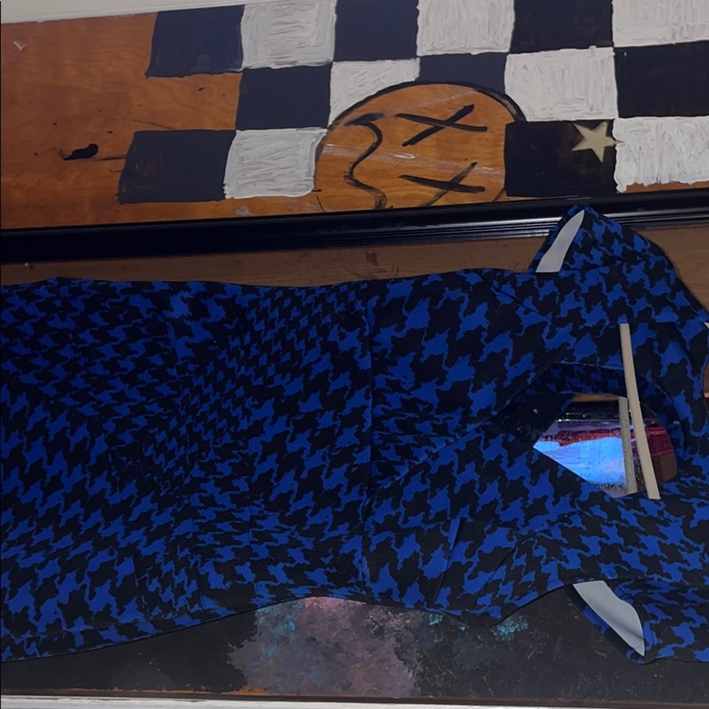 Blue and black printed dress